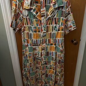 Joanie Book Print Midi Dress